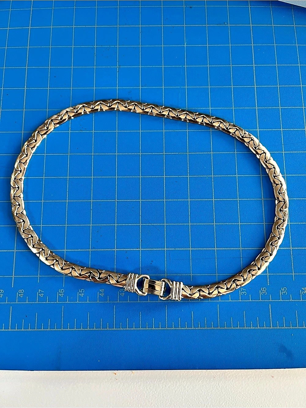 Vintage signed J Coro Choker Necklace with Unique Chain Pattern Estimated 1940s–